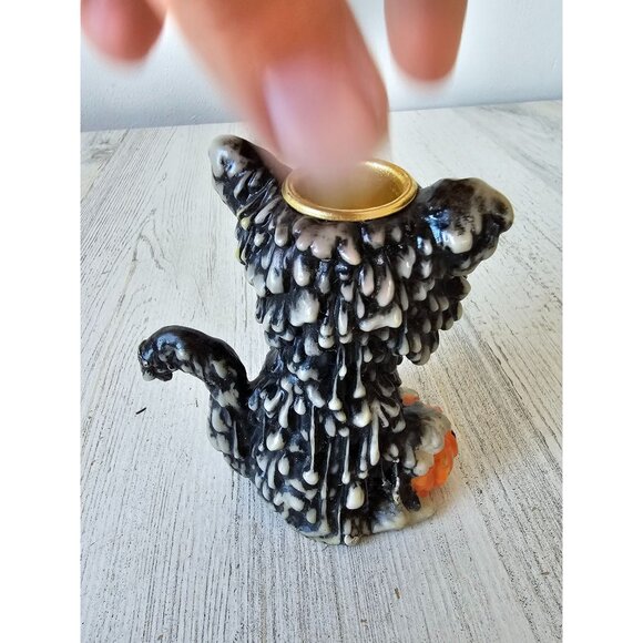 Vintage melted candle cat holder stick pumpkin jack-o'-lantern - Picture 4 of 7